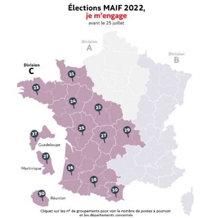 Carte des postes à pourvoir aux élections MAIF 2022