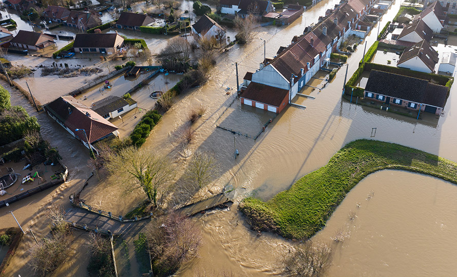 La commune de Blendeques (62) sous les eaux.