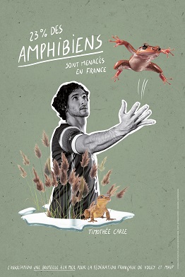 Message associé à la photo de Timothée : 23% des amphibiens sont menacés en France.