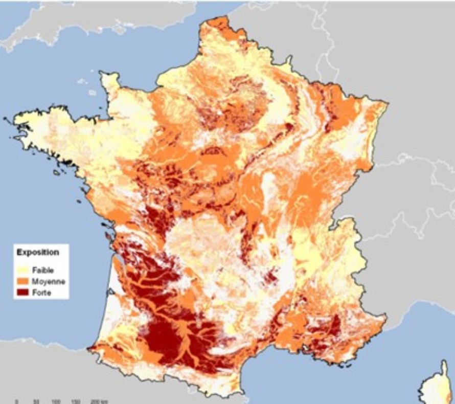 cartographie des sols argileux en France