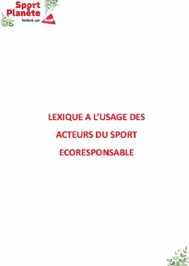 Couverture du lexique Sport Planète