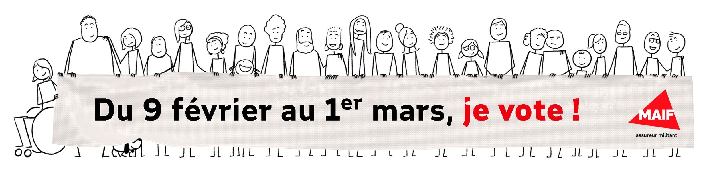 Banderole Elections MAIF : du 9 février au 1er mars, je vote !